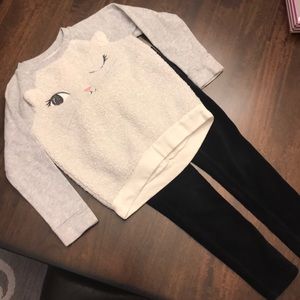 Cat Sweatshirt and Black Bottoms